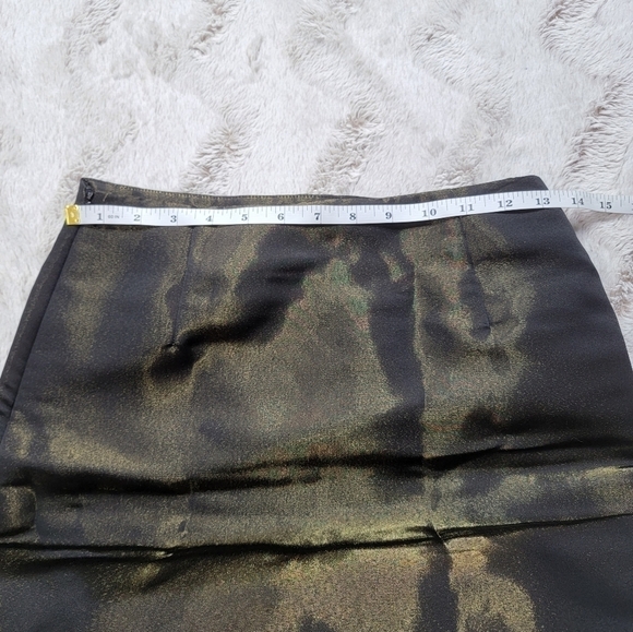 Akris Silk Blend Bronze Shimmer Black Pencil Skirt Size 4 - Picture 11 of 13